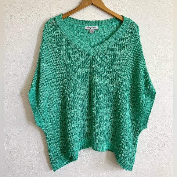 Tommy Bahama Tops - Tommy Bahama Beach Teal Seafoam Shawl Cover Up Crochet Top Shirt Size Large